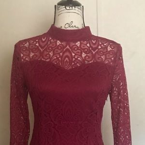 Women’s small (sz 6ish) wine red lace cocktail dress